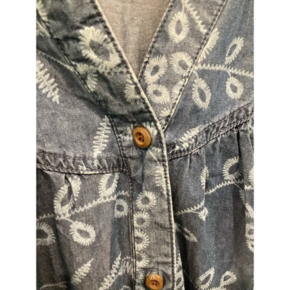 The Pioneer Woman Women Denim Peasant Shirt Dress Plus Size 3X Blue Boho Country - Picture 5 of 9